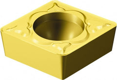 Sandvik Coromant - CCMT32.52 PM Grade 1525 Cermet Turning Insert - TiCN/TiN Finish, 80° Diamond, 3/8" Inscr Circle, 5/32" Thick, 1/32" Corner Radius - Exact Tooling