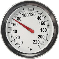 General - 8 Inch Long Stem, 2 Inch Dial Diameter, Back Connected Bi-Metal Thermometer - 220°Fahrenheit - Exact Tooling