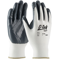 ‎34-225/S Seamless Knits General Duty - G-Tek GP - White 13G Nylon Shell - Gray Nitrile Coated Smooth Grip - Exact Tooling