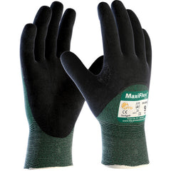 ‎34-8753/XL Cut Resistant Glove - MaxiFlex Cut - Green Eng Yrn - Black 3/4 MicroFoam Nitrile Coating - EN3 - Exact Tooling