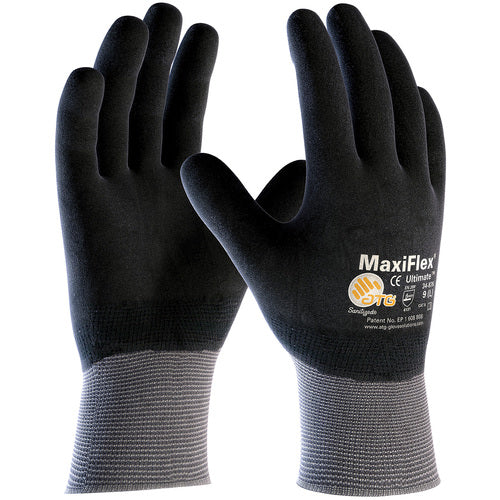 ‎34-876/S MaxiFlex Seamless Knits - MaxiFlex Ultimate - 15G Gry. Nylon Shell - Full Coat Black MFoam Nitrile - Exact Tooling