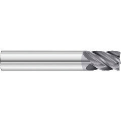 1/4 x 1/4 x 3/8 x 4 OAL .060 C/R 5 Flute Necked Carbide End Mill - Round Shank-AlCrN Coated - Exact Tooling
