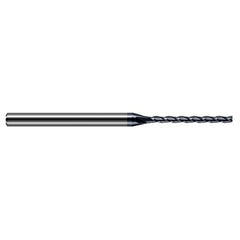 Miniature End Mills - Long Flute - 0.1000″ Cutter Diameter × 0.7500″ (3/4″) Length of Cut Carbide Square End Mill, 3 Flutes, AlTiN Coated - Exact Tooling