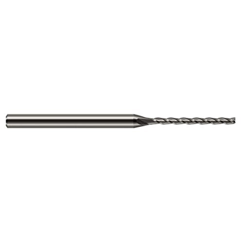 Miniature End Mills - Long Flute - 0.0150″ (1/64″) Cutter Diameter × 0.1560″ (5/32″) Length of Cut Carbide Square End Mill, 3 Flutes - Exact Tooling