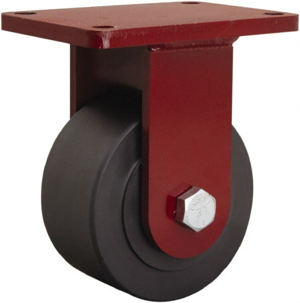 Hamilton - 6" Diam x 3" Wide x 7-1/2" OAH Top Plate Mount Rigid Caster - Nylon, 3,200 Lb Capacity, Sealed Precision Ball Bearing, 5 x 7" Plate - Exact Tooling