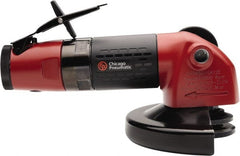 Chicago Pneumatic - 4-1/2" Wheel Diam, 12,000 RPM, Pneumatic Angle & Disc Grinder - 3/8-24 Spindle, 36.04 CFM, Rear Exhaust - Exact Tooling