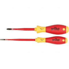 Wiha - 2 Piece Slotted, Phillips & Square Screwdriver Set - Bit Sizes: Philips #2, Comes in Vinyl Pouch - Exact Tooling