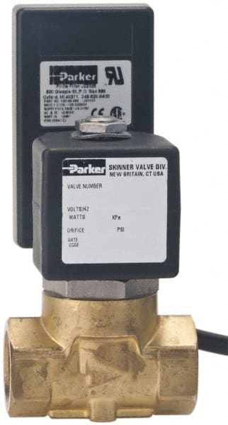 Parker - 3/8" Port, 2 Way, Timer Drain Valve, Brass Solenoid Valve - Normally Closed, FKM Seal - Exact Tooling