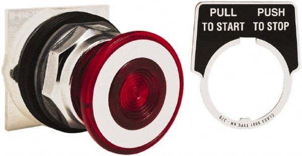 Schneider Electric - 30mm Mount Hole, Extended Straight, Pushbutton Switch Only - Round, Red Pushbutton, Maintained (MA), Weatherproof, Dust and Oil Resistant - Exact Tooling