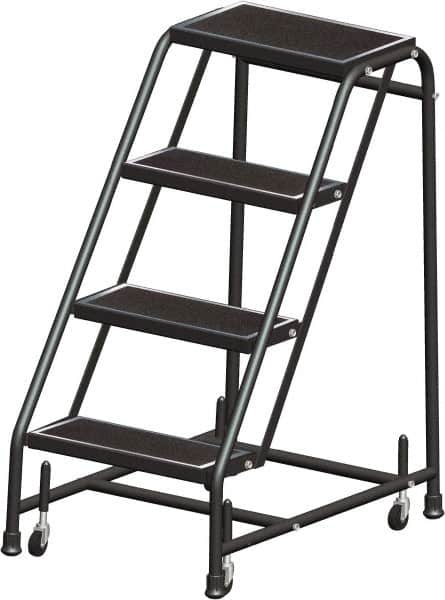Ballymore - 38" 4 Step Ladder - Rolling Safety Ladder, 450 Lb Capacity, 38" Platform Height, 20" Base Width x 31" Base Depth, Expanded Metal Tread - Exact Tooling