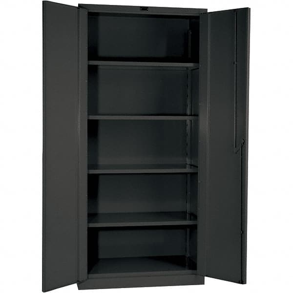 Hallowell - 4 Shelf Locking Storage Cabinet - Steel, 48" Wide x 24" Deep x 78" High, Gray - Exact Tooling