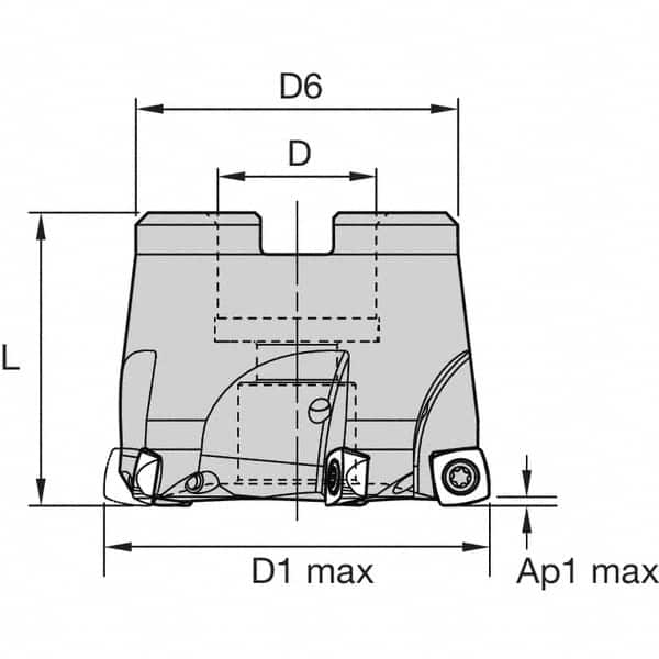 Kennametal - 5 Inserts, 50mm Cutter Diam, 1.5mm Max Depth of Cut, Indexable High-Feed Face Mill - 22mm Arbor Hole Diam, 40mm High, 7792VXD09 Toolholder, XD..0904..R Inserts, Series 7792VX - Exact Tooling