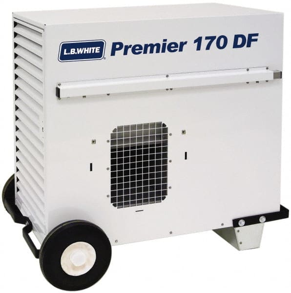 LB White - 170,000 BTU Rating, Ductable Unit Heater - 4,000 Sq Ft Max Heating Area, 100 Lb Capacity, Fuel with Natural Gas & Propane - Exact Tooling