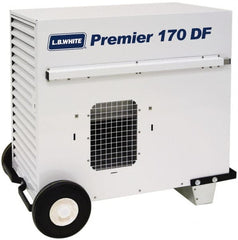 LB White - 170,000 BTU Rating, Ductable Unit Heater - 4,000 Sq Ft Max Heating Area, 100 Lb Capacity, Fuel with Natural Gas & Propane - Exact Tooling