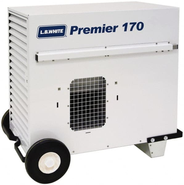 LB White - 170,000 BTU Rating, Ductable Unit Heater - 4,000 Sq Ft Max Heating Area, 100 Lb Capacity, Fuel with Propane - Exact Tooling