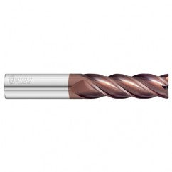 12mm Dia. x 100mm Overall Length 4-Flute 0.5mm C/R Solid Carbide SE End Mill-Round Shank-Center Cut-FC20 - Exact Tooling