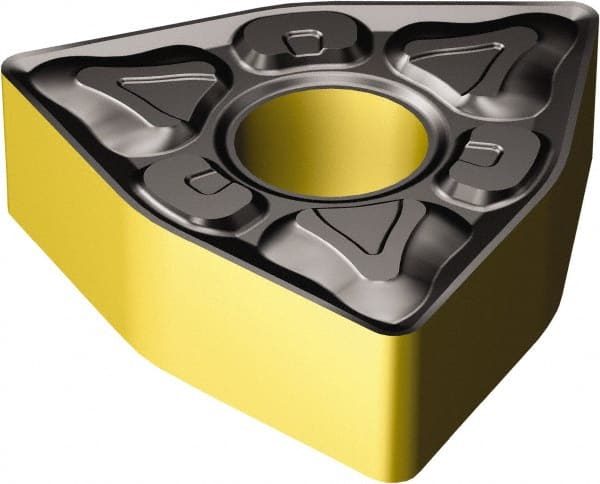 Sandvik Coromant - WNMG432 XM Grade 2220 Carbide Turning Insert - TiCN/AI2O3/TiN Finish, 80° Trigon, 1/2" Inscr Circle, 3/16" Thick, 1/32" Corner Radius - Exact Tooling