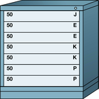 Bench-Standard Cabinet - 7 Drawers - 30 x 28-1/4 x 33-1/4" - Single Drawer Access - Exact Tooling