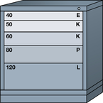 Bench-Standard Cabinet - 5 Drawers 30 x 28-1/4 x 33-1/4" - Single Drawer Access - Exact Tooling
