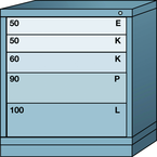 Bench-Standard Cabinet - 5 Drawers - 30 x 28-1/4 x 33-1/4" - Single Drawer Access - Exact Tooling