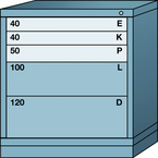 Bench-Standard Cabinet - 5 Drawers - 30 x 28-1/4 x 33-1/4" - Multiple Drawer Access - Exact Tooling
