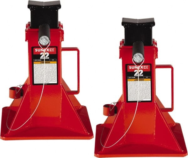 Sunex Tools - 22 Ton Load Capacity Ratcheting Jack Stand - 11-13/16 to 19-3/4" High, 10" Base Width, 2-5/16" Saddle Length x 3-1/2" Saddle Width - Exact Tooling