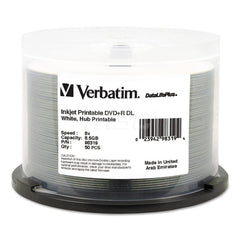 Verbatim - Office Machine Supplies & Accessories; Office Machine/Equipment Accessory Type: DVD+R Disc ; For Use With: 8X DVD+R DL Drives ; Color: White - Exact Tooling