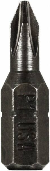 Montana - #1 Phillips Screwdriver Bit - 1/4" Hex Drive, 1" OAL - Exact Tooling