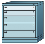 32.25 x 28.25 x 30'' (5 Drawers) - Pre-Engineered Modular Drawer Cabinet Bench Height (104 Compartments) - Exact Tooling