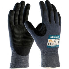 ATG - Size S, ANSI Cut Lvl A3, Puncture Lvl 2, Abrasion Lvl 4, Nitrile Coated Engineered Yarn Cut Resistant Gloves - Palm & Fingers Coated, Knit Wrist, Blue, Paired - Exact Tooling