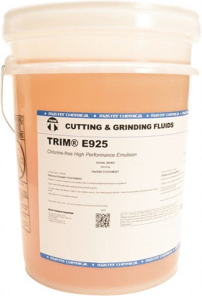 Master Fluid Solutions - Trim E925, 5 Gal Pail Emulsion Fluid - Water Soluble, For Cutting, Drilling, Sawing, Grinding - Exact Tooling
