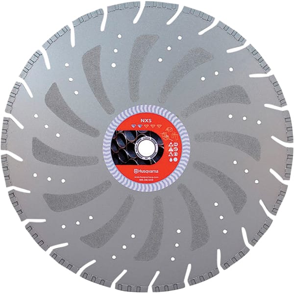 Husqvarna - 14" Diam, 25/32 & 1" Arbor Hole Diam, Continuous Edge Tooth Wet & Dry Cut Saw Blade - Diamond-Tipped, General Purpose Action, Standard Round Arbor - Exact Tooling