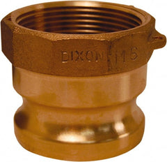 Dixon Valve & Coupling - 1-1/2" Brass Cam & Groove Suction & Discharge Hose Male Adapter Female NPT Thread - Part A, 1-1/2" Thread, 250 Max psi - Exact Tooling