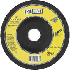 Tru-Maxx - 24 Grit, 5" Wheel Diam, 1/4" Wheel Thickness, 7/8" Arbor Hole, Type 27 Depressed Center Wheel - Coarse Grade, Aluminum Oxide, R Hardness, Compatible with Angle Grinder - Exact Tooling