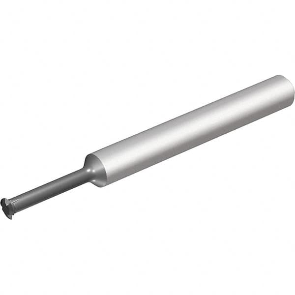 Vargus - 0.35mm Pitch, Internal Single Profile Thread Mill - 1.8mm Noml Diam, 0.055" Cut Diam, 3mm Shank Diam, 3 Flute, 0.22" Neck Length, 1.22" OAL, TiCN Finish - Exact Tooling