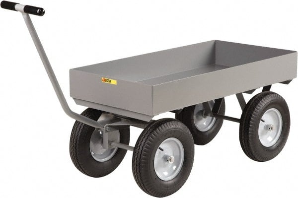 Little Giant - 3,500 Lb Capacity Steel Wagon Truck - Steel Deck, 30" OAW, 60" Platform Length x 18-1/2" Platform Height, Mold On Rubber Casters - Exact Tooling