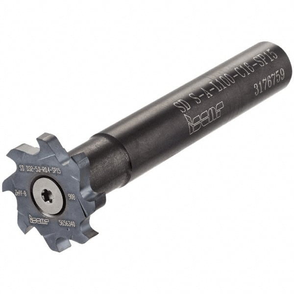 Iscar - T-Slot 5/8" Stepped Shank Milling Tip Insert Holder & Shank - M4x0.5 Neck Thread, 4.171" OAL, Steel SD S-A-SP Tool Holder - Exact Tooling