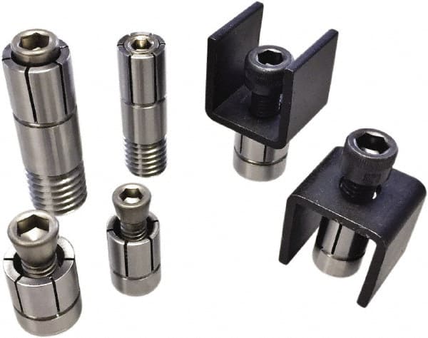 Mitee-Bite - 0.4724 to 0.0256" Expansion Diam, 1,900 Lb Holding Force, M6x1.0 Center Screw, Stainless Steel ID Expansion Clamp - 1/2" Mount Hole Diam, 1 Mount Hole - Exact Tooling