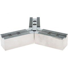 Samchully - 254mm Max Chuck Capacity, 1.5mm x 60° Serrated Interface, Round Soft Lathe Chuck Jaw - 3 Jaw, Steel, 30mm Btw Mount Hole Ctrs, 110mm Long, 40mm Wide, 42mm High, 16mm Groove, M12mm Fastener - Exact Tooling