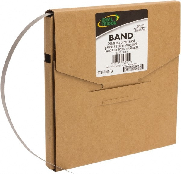IDEAL TRIDON - Stainless Steel Banding Strap Roll - 1/2" Wide x 0.02" Thick - Exact Tooling