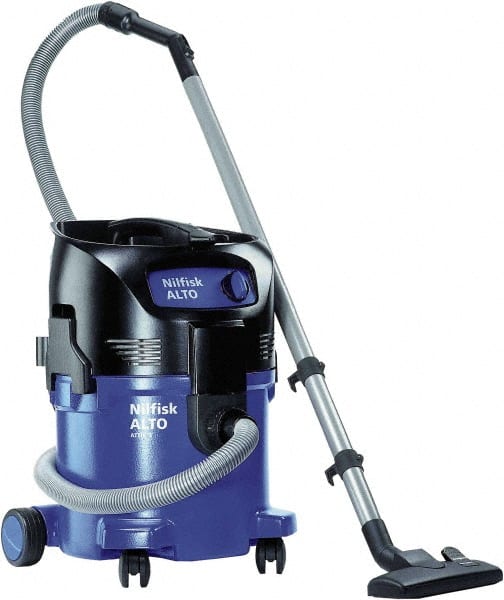 Nilfisk - 8 Gal Plastic Tank, Electric Powered Wet/Dry Vacuum - 1.34 Peak hp, 120 Volt, 8.3 Amps, 10' Hose Fitting, General Purpose Filter, Accessories Included - Exact Tooling