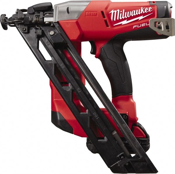Milwaukee Tool - Cordless Finish Nailer Kit - 15 Gauge Nail Diam, 1-1/4 to 2-1/2" Long Nail, Lithium-Ion Batteries Included - Exact Tooling