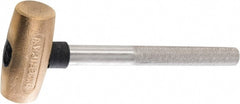 American Hammer - 2 Lb Head 1-1/2" Face Brass Hammer - 12" OAL, Steel Handle - Exact Tooling