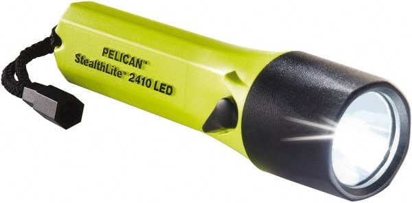 Pelican Products, Inc. - White LED Bulb, 126 Lumens, Industrial/Tactical Flashlight - Yellow Plastic Body, 4 AA Alkaline Batteries Included - Exact Tooling