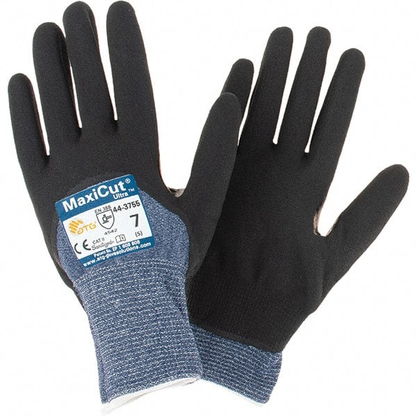 ATG - Size S, ANSI Cut Lvl A3, Cut Resistant Gloves - Palm, Fingers & Knuckles Coated, Blue/Black - Exact Tooling