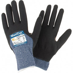 ATG - Size S, ANSI Cut Lvl A3, Cut Resistant Gloves - Palm, Fingers & Knuckles Coated, Blue/Black - Exact Tooling