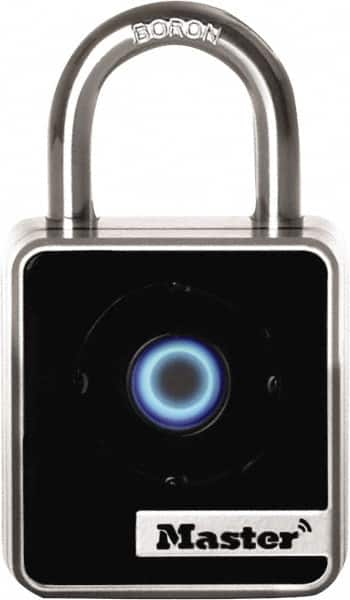 Master Lock - 7/8" Shackle Clearance, Blue Tooth Padlock - 9/32" Shackle Diam, Die Cast Body with Boron-Carbide Shackle - Exact Tooling