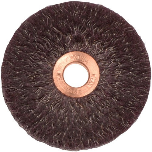 3″ Polyflex Encapsulated Small Diameter Crimped Wire Wheel, .014″ Steel Fill, 1/2″ Arbor Hole - Exact Tooling