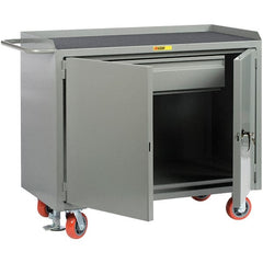 Little Giant - 3,600 Lb Capacity, 1 Drawer, 2 Door Mobile Service Bench - 41" Wide x 24" Deep x 43" High, Steel, Gray - Exact Tooling