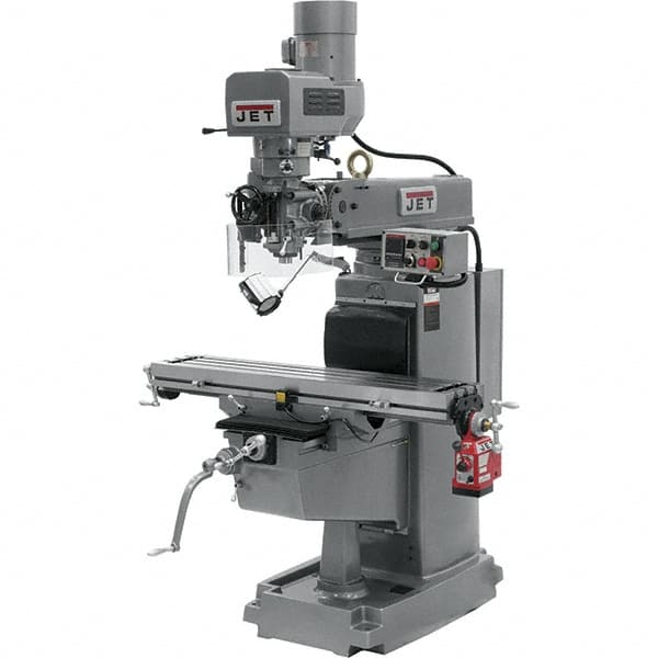 Jet - 10" Table Width x 50" Table Length, Electronic Variable Speed Control, 3 Phase Knee Milling Machine - 3 hp - Exact Tooling